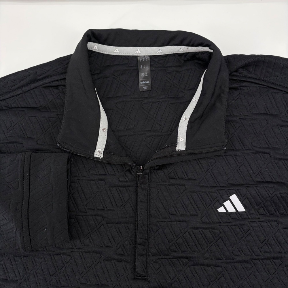 Adidas Mens Black Textured Geometric Quarter Zip Pullover XL ADVR0927